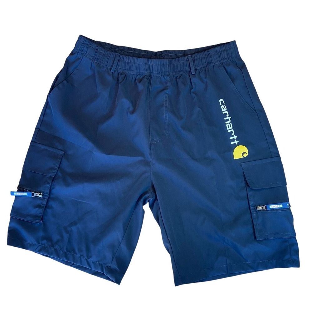 Carhartt Cargo Blue Multi-Pocket‎ Outdoor Hiking Shorts Drawstring Men's Large